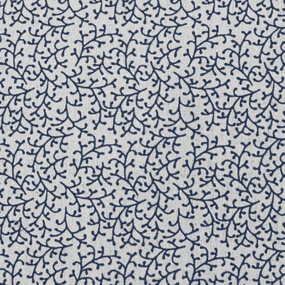 Phila Deep Blue - Curtain fabric with Dark Blue botanical print