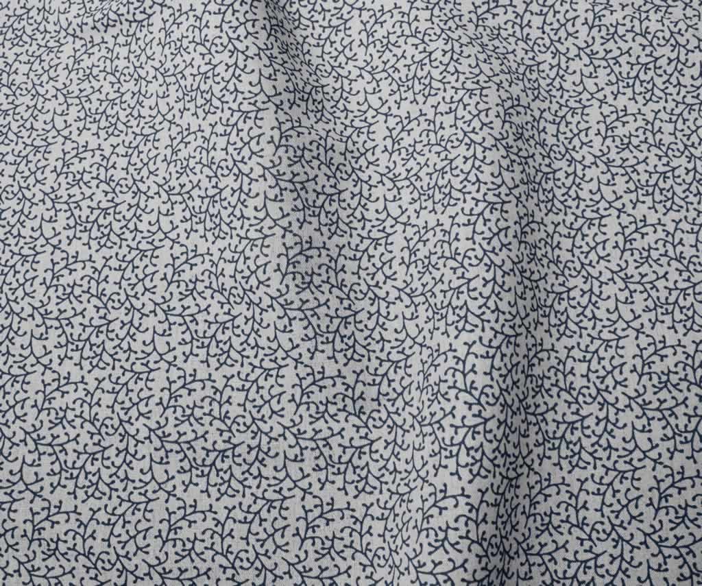 Phila Deep Blue - Curtain fabric with Dark Blue botanical print