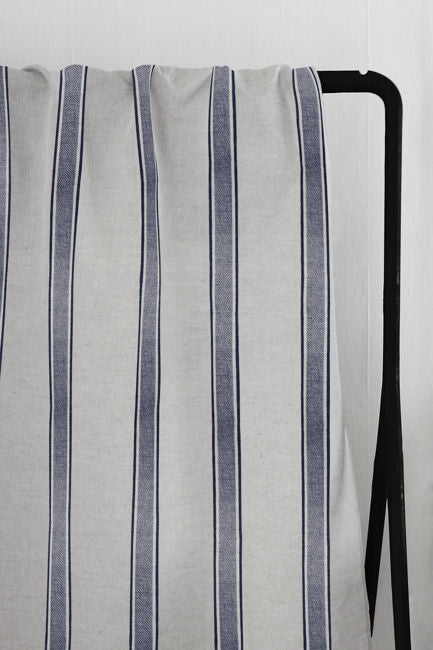 Bella Deep Blue - Curtain fabric with Dark Blue stripes