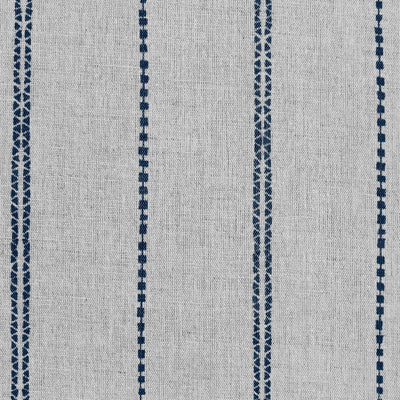 Inga-NAT Deep Blue - Natural fabric with Dark Blue decorative stripes, Linen Cotton mix