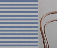 Della Denim - Natural linen mix curtain fabric, Blue horizontal stripes