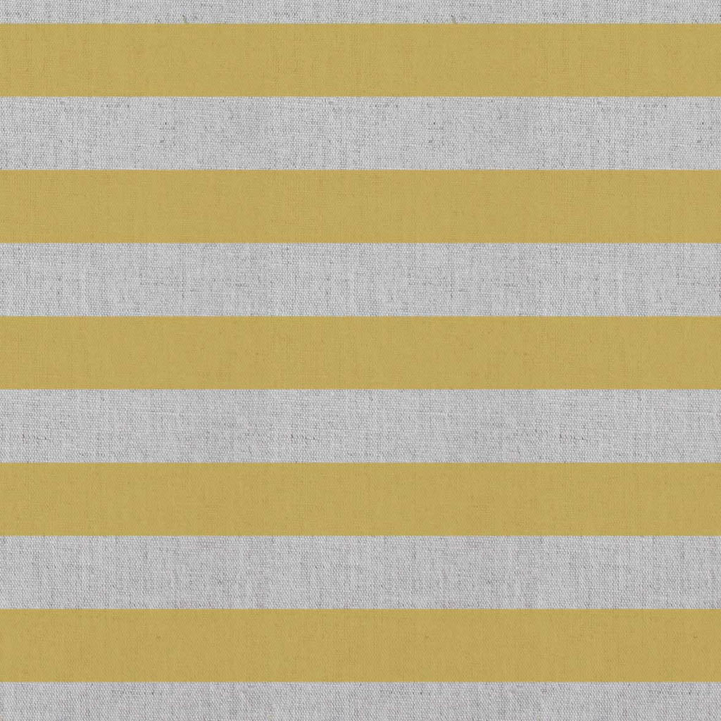 Della Honey - Natural linen mix curtain fabric, Yellow horizontal stripes