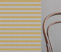 Della Honey - Natural linen mix curtain fabric, Yellow horizontal stripes