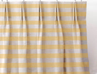 Della Honey - Natural linen mix curtain fabric, Yellow horizontal stripes
