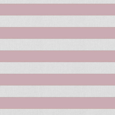 Della Peony-WHT - Linen curtain fabric, Pink horizontal stripes
