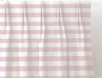 Della Peony-WHT - Linen curtain fabric, Pink horizontal stripes