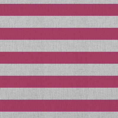 Della Wine - Natural linen mix curtain fabric, Red horizontal stripes