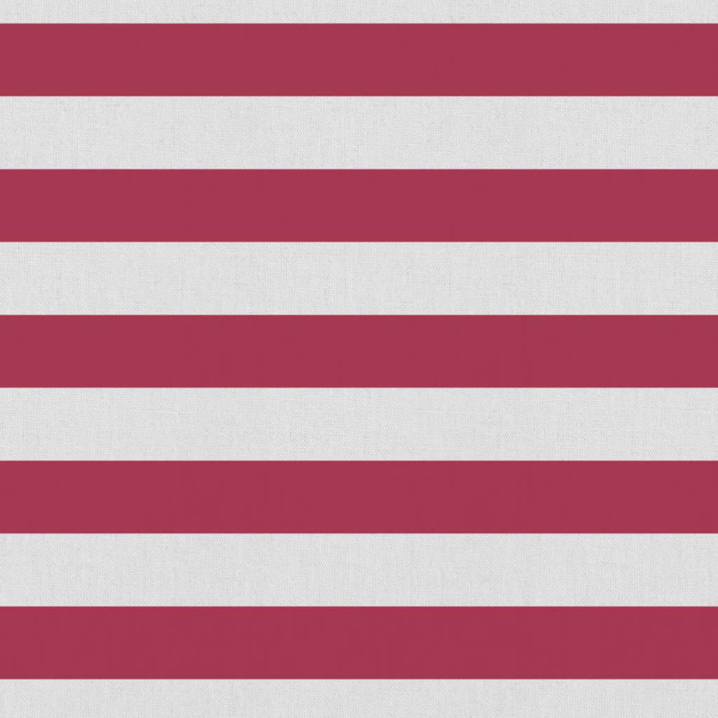 Della Wine-WHT - Linen curtain fabric, Red horizontal stripes