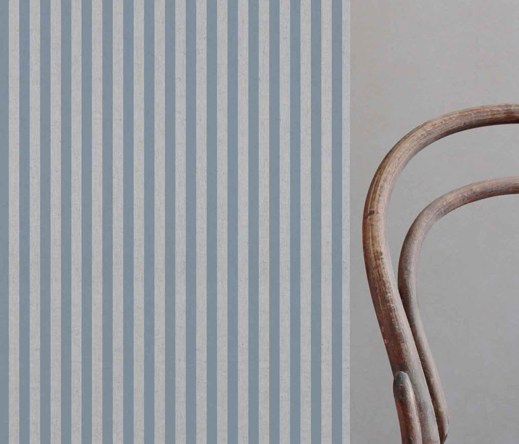 Liliana Denim-NAT - striped blue patterned fabric for curtains and blinds