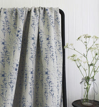Breeze Denim - Curtain fabric with Blue botanical pattern