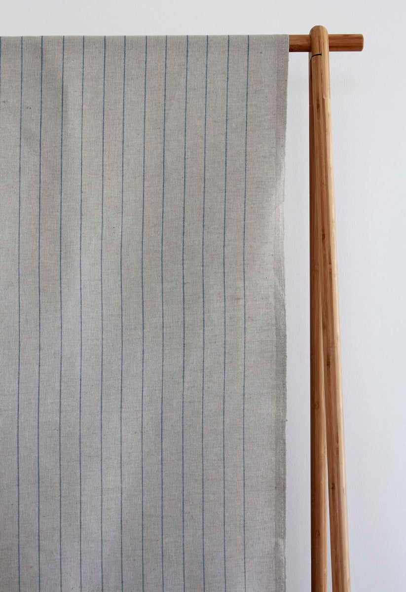 Solveig Denim - Curtain fabric with blue stripes