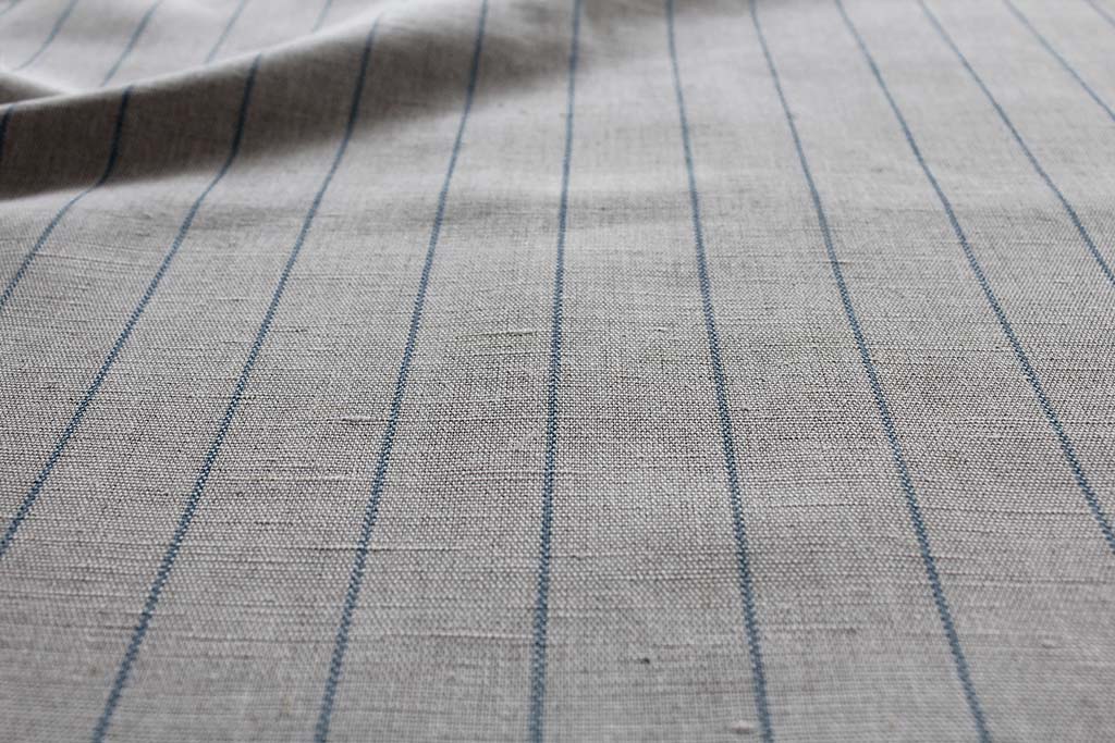 Solveig Denim - Curtain fabric with blue stripes