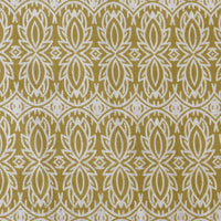 Kjersti Dijon - White linen fabric, Yellow abstract print