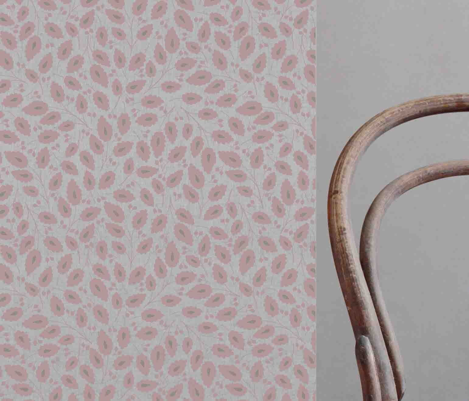 Goldie Dusty Pink - Natural curtain fabric with Pink botanical print