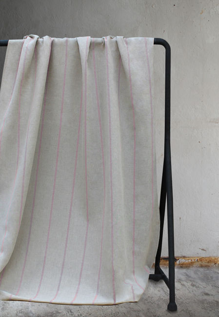 Ronja Dusty Pink - Curtain fabric with Pink stripes