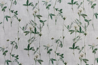 Estelle White - Curtain fabric White / Green and Grey floral print