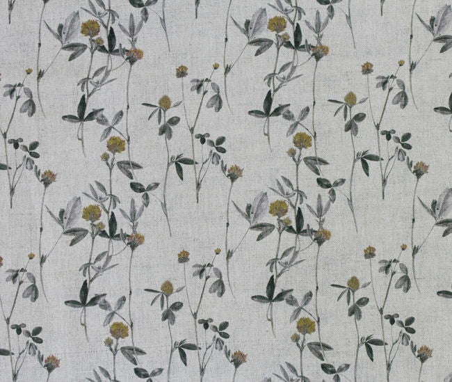 Esther Mustard - Natural fabric with yellow print