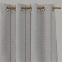 Brown Patterned Linen Eyelet Curtain - Inari Sand - Natural base fabric.