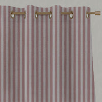 Pink Striped Linen Eyelet Curtain - Lisabella Dusty Pink - Natural base fabric.