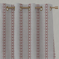 Pink Abstract Striped Linen Eyelet Curtain - Margarie Pink - Natural base fabric.