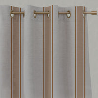 Orange Striped Linen Eyelet Curtains - Bella Tangerine - Natural base fabric.