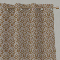 Orange / Yellow Botanical Linen Eyelet Curtains - Birna Gold Ochre - Natural base fabric.