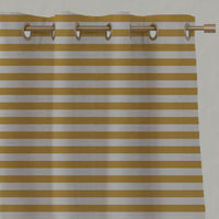 Yellow Striped Linen Eyelet Curtains - Della Honey - Natural base fabric.