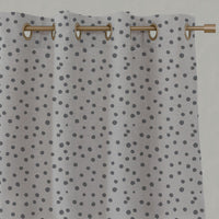 Grey Kids Spotted Linen Eyelet Curtains - Dottie Ash - Natural base fabric.