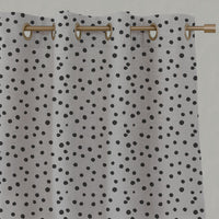 Black Kids Spotted Linen Eyelet Curtains - Dottie Noir - Natural base fabric.