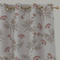 Red / Brown Botanical Linen Eyelet Curtains - Emmy Crimson Red - Natural base fabric.
