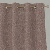 Red / Orange Botanical Linen Eyelet Curtains - Erica Terracotta - Natural base fabric.