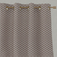 Pink Patterned Linen Eyelet Curtains - Erle New Blush - Natural base fabric.