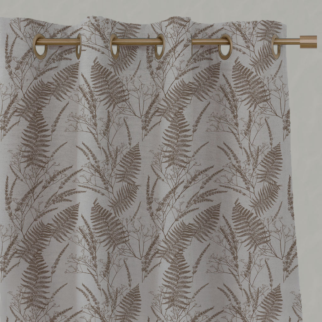 Brown Plain Linen Eyelet Curtains - Fernia Sand - Natural base fabric.