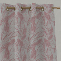 Pink Plain Linen Eyelet Curtains - Fernia Sweetpea - Natural base fabric.