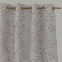 Pink Botanical Linen Eyelet Curtains - Goldfinch Dusty Pink - Natural base fabric.