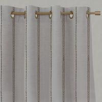 Brown Striped Linen Eyelet Curtains - Inga-NAT Sand - Natural base fabric.