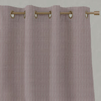 Pink Striped Linen Eyelet Curtains - Laila Dusty Pink - Natural base fabric.