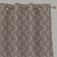 Pink Patterned Linen Eyelet Curtains - Naja New Blush - Natural base fabric.