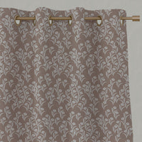 Pink Botanical Linen Eyelet Curtains - Nalini New Blush INV - Natural base fabric.