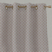 Orange Patterned Linen Eyelet Curtains - Nikolet Burnt Orange - Natural base fabric.
