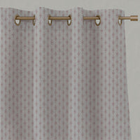 Pink Patterned Linen Eyelet Curtains - Nikolet Dusty Pink - Natural base fabric.
