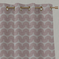 Pink Patterned Linen Eyelet Curtains - Ofira Dusty Pink - Natural base fabric.
