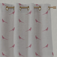 Red Kids Linen Eyelet Curtains - Pheasant Cherry - Natural base fabric.