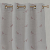 Pink Kids Linen Eyelet Curtains - Pheasant Dusty Pink - Natural base fabric.