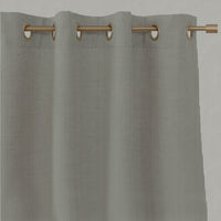 Green Striped Linen Eyelet Curtains - Pinni Khaki - Natural base fabric.