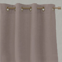 Red / Orange Striped Linen Eyelet Curtains - Pinni Terracotta - Natural base fabric.