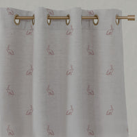 Pink Kids Linen Eyelet Curtains - Rabbit Dusty Pink - Natural base fabric.