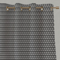 Grey Patterned Linen Eyelet Curtains - Siruna Charcoal - Natural base fabric.
