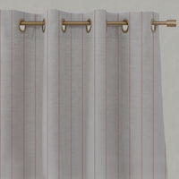 Pink Striped Linen Eyelet Curtains - Solveig Sweet Pea - Natural base fabric.