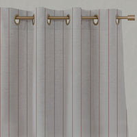 Red / Orange Striped Linen Eyelet Curtains - Solveig Terracotta - Natural base fabric.